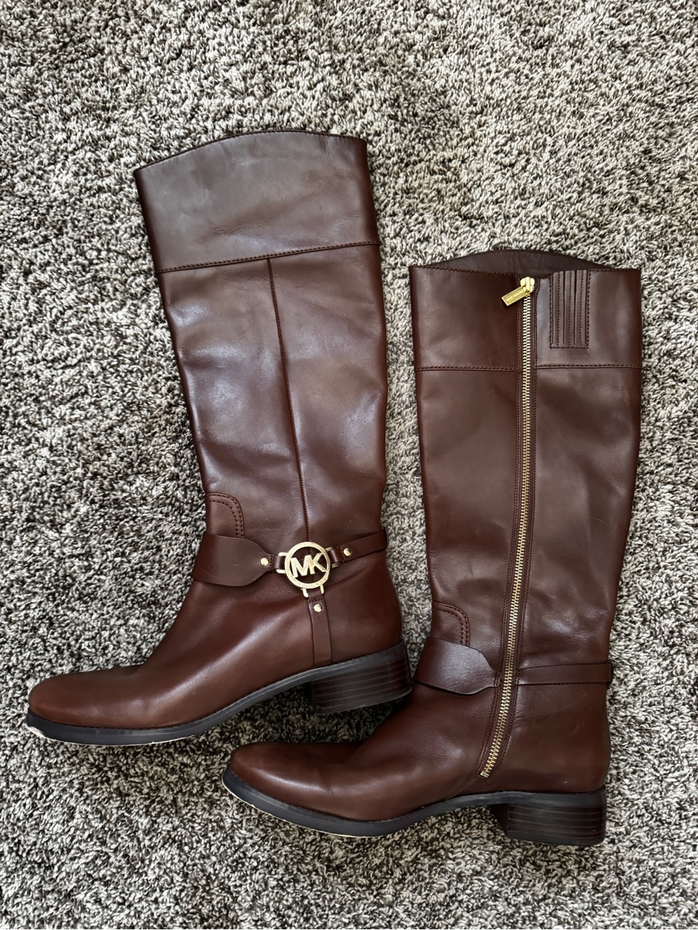 Michael Kors Brown Leather Knee-High Riding Boots
